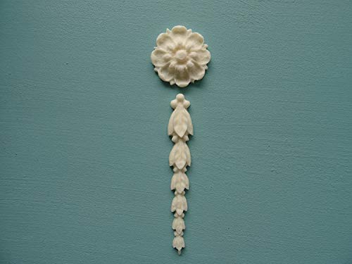 Decorativo Tudor gotas y rosas Floral Onlay muebles moldura tdtrx (color blanco)