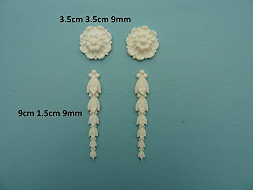 Decorativo Tudor gotas y rosas Floral Onlay muebles moldura tdtrx (color blanco)