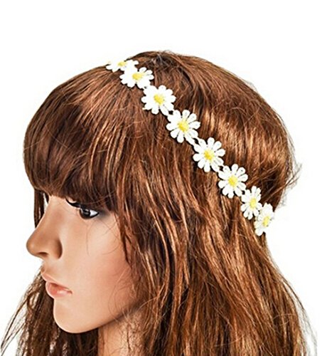 Demarkt Blanco Margaritas Banda para El Cabello para La Cabeza Festival Elástico