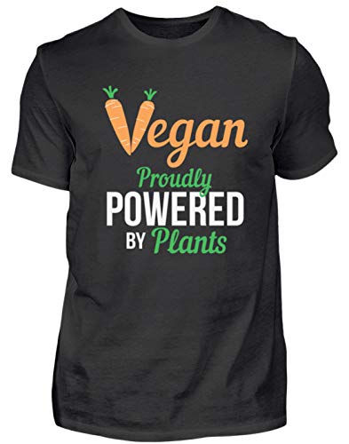 Desconocido Vegan Proudly Powered by Plants Vegetarisch Tierlieb - Camiseta para Hombre Negro XXL