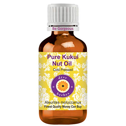 Deve Herbes Aceite de nuez de Kukui puro (Aleurites moluccanus) 100% Natural Grado terapéutico Prensado en frío 100ml Pack of Five (16,9 oz)