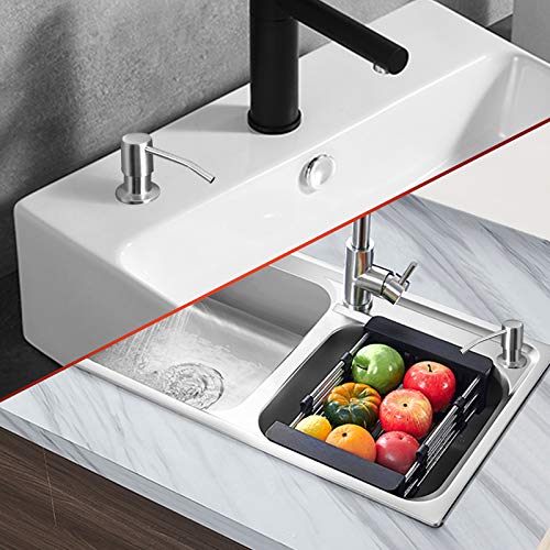 Dispensador de fregadero de jabón de 300 ml Dispensador de loción de acero inoxidable Botella Dispensador de boquilla de rotación de 360 ° Bomba para cocina o baño