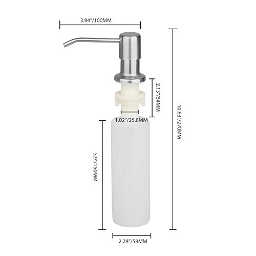 Dispensador de fregadero de jabón de 300 ml Dispensador de loción de acero inoxidable Botella Dispensador de boquilla de rotación de 360 ° Bomba para cocina o baño