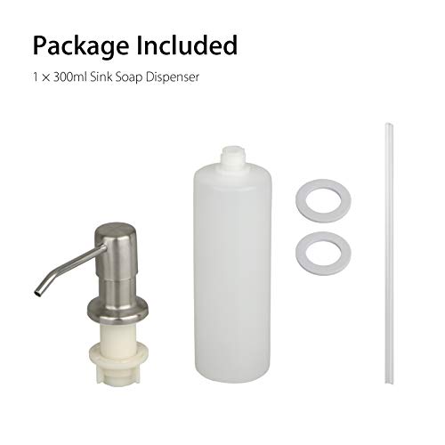 Dispensador de fregadero de jabón de 300 ml Dispensador de loción de acero inoxidable Botella Dispensador de boquilla de rotación de 360 ° Bomba para cocina o baño