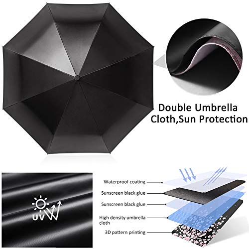 DORRISO Vogue Mujer Plegable Paraguas Mini Paraguas y Sombrillas Antviento Anti-UV Impermeable Ligero Viaje Paraguas Flor De Mariposa