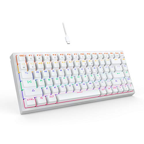 DREVO Gramr Teclado Mecánico Gaming Retroiluminación LED Rainbow, Tamaño 75% Tipo TKL con 84 Teclas QWERTY Keyboard Interruptor Rojo,Blanco
