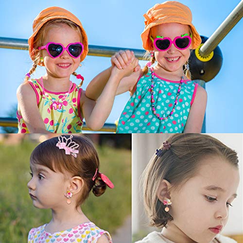 EQLEF Pendientes Clip niña, For Little Princess con Collar Pulsera Corona Pinzas para el Cabello Mini Garras para el Cabello, Kits de Joyas Lindas para Vestir a Las niñas (26 uds)