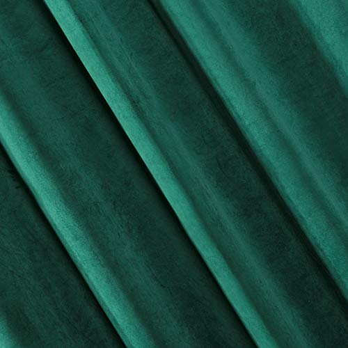 Eurofirany Velvet-Cortina de Terciopelo, Color Verde Oscuro 10 Ojales Suaves Elegantes, Dormitorio, salón, Tela, 140x250cm