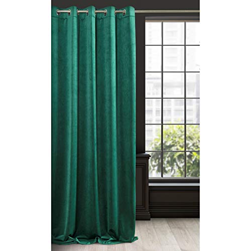Eurofirany Velvet-Cortina de Terciopelo, Color Verde Oscuro 10 Ojales Suaves Elegantes, Dormitorio, salón, Tela, 140x250cm