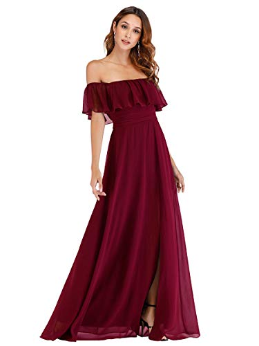 Ever-Pretty A-línea Vestido de Noche Verano para Mujer Borgoña 36