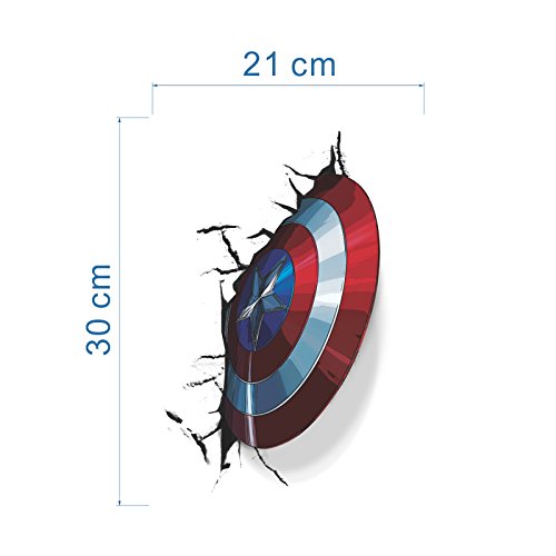 FangKuai Escudo FKAL0056 3D Vivid Capitán América a través de Pegatinas de Pared para niños Habitaciones WC Decoración Los Vengadores Adhesivos de Pared de PVC Arte Mural Poster