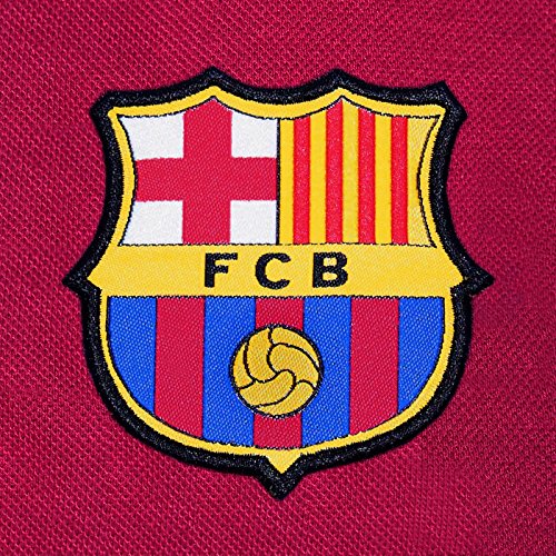 FC Barcelona - Polo oficial para hombre - Con el escudo del club - Azul marino - Rojo - Small