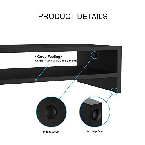 FITUEYES 2 Capas Elevador del Monitor de Madera Color Negro Soporte para Monitor 2 Soportes L42.5xW23.5xH14cm DT204202WB