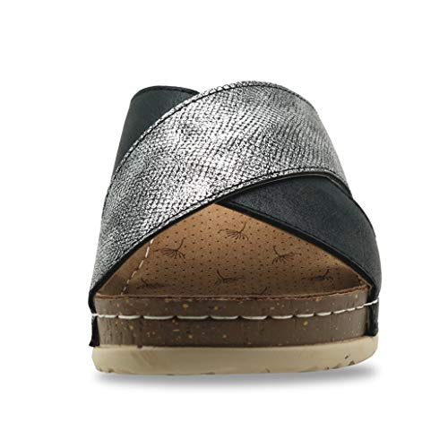 Flip flop Zapatos de las mujeres del verano sandalias de suela gruesa informal madura cubierta al aire libre casero antideslizante inferior suave Confort Amigos que recolectan mejor opción,Negro,38