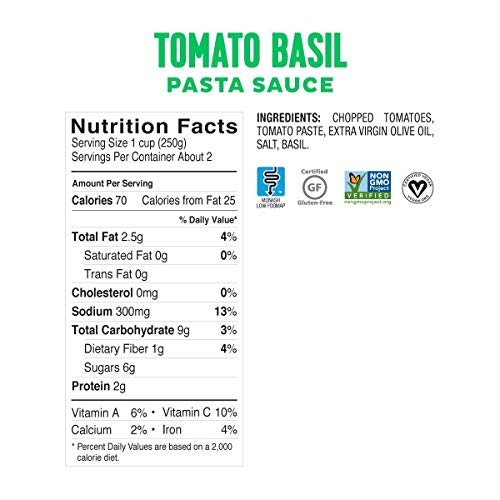 Fody - Salsa para pasta baja en tomate y albahaca FODMAP - 19.4 oz.