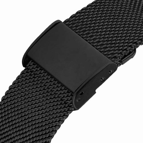 Fullmosa 【2020 Nuevo】 Correa de Reloj, Correa de Repuesto de Malla de Acero Inoxidable para Reloj (Samsung Gear s3s2 / ASUS Zenwatch/Huawei Watch etc.) Negro, 18mm