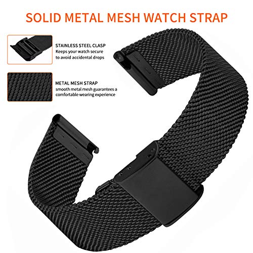 Fullmosa 【2020 Nuevo】 Correa de Reloj, Correa de Repuesto de Malla de Acero Inoxidable para Reloj (Samsung Gear s3s2 / ASUS Zenwatch/Huawei Watch etc.) Negro, 18mm