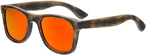 Gafas de sol de bambú polarizadas para hombres con lentes con espejo gafas-D