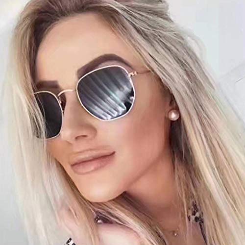 Gafas De Sol Gafas De Sol De Moda Mujer Marco Pequeño Polígono Lente Transparente Sunglasse   Unisex Eyewear-C4