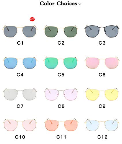 Gafas De Sol Gafas De Sol De Moda Mujer Marco Pequeño Polígono Lente Transparente Sunglasse   Unisex Eyewear-C4