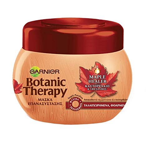 Garnier - Mascarilla para el cabello de arce con aceite de ricino y savia de arce para cabello muy dañado, 300 ml
