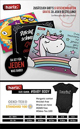 Hariz - Body de manga corta para bebé, con tarjeta de regalo negro negro pingüino Talla:3-6 meses