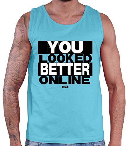 Hariz - Camiseta sin mangas para hombre, diseño con texto en inglés "You Looked Better online" Color azul. XL