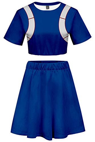 helymore Mujeres Halloween Carnival Disfraz de Cosplay de Anime Todoroki Shoto Camiseta + Falda, S