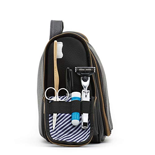 Höher - Bolsa de Baño de Calidad, Gran Capacidad, Gancho para ser Colgado – Artículos de Tocador, Kit de Afeitado, Cosméticos - Regalo para Hombres y Mujeres - Camping, Viajes, Gimnasio (latón negro)