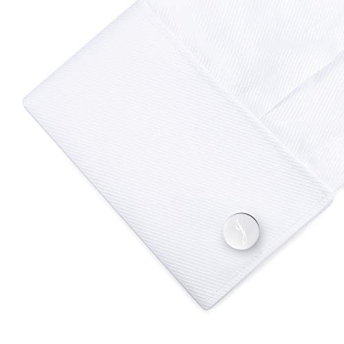 HONEY BEAR Carta Inicial Alfabeto Gemelos - Acero Inoxidable para la Camisa de los Hombres Regalo de Boda del Negocio,Plata (J)