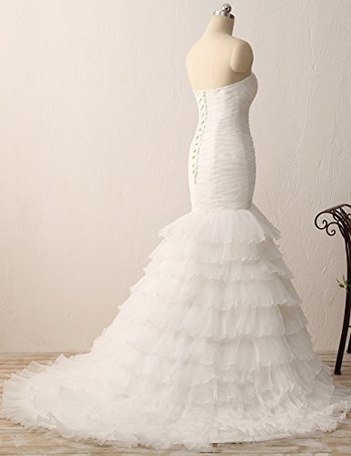 HUINI Novio Sirena Vestidos de Novia Rosario Lentejuelas En Cascada Volantes Nupcial Vestidos Tama?o 58