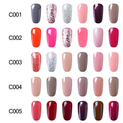 Inagla Esmaltes de Uñas en Gel UV LED, 6pcs Esmaltes Semipermanentes, Pintauñas de 8ml 010