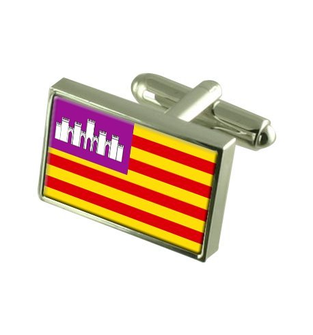 Islas Baleares Gemelos de bandera con keepsake grabado caso