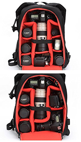 Jealiot – Cámara DSLR Mochila con bolsillos soporte para trípode y de lluvia para cámaras SLR Canon, Nikon, Sony, Pentax, Olympus – Garantía de por vida