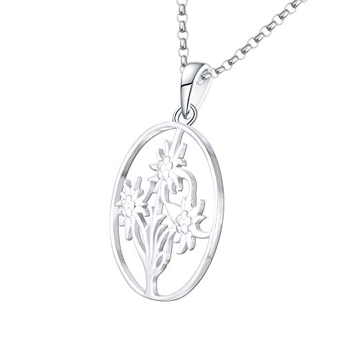 JO WISDOM Collar edelweiss Flor Plata de Ley 925 Mujer Joyas