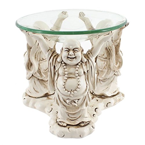 Jones Home & Gift Laughing Buddha Oil Burner with Glass Dish