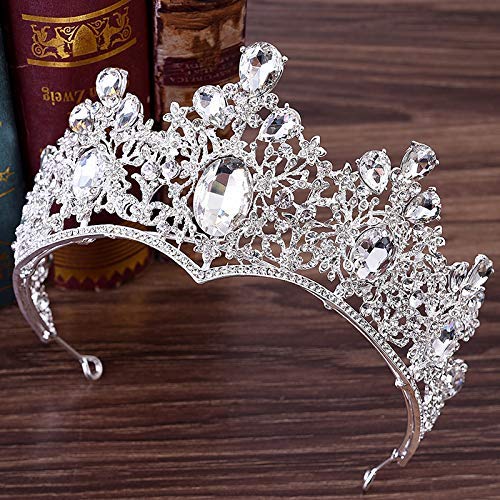 Joyería Elegante Novia Headwear Vintage Boda Fiesta Tocado Tiara Joyería Horquillas para Novia Dama de Honor, Color Nombre: Plata