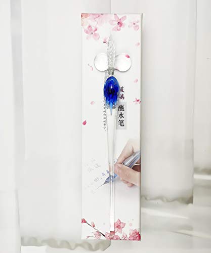 Juego de bolígrafo de cristal y accesorios para escritura y caligrafía, artículos de papelería, arte y artículos de decoración, color Flor azul.