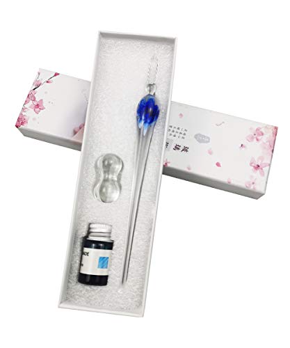 Juego de bolígrafo de cristal y accesorios para escritura y caligrafía, artículos de papelería, arte y artículos de decoración, color Flor azul.