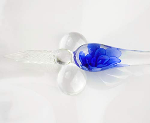 Juego de bolígrafo de cristal y accesorios para escritura y caligrafía, artículos de papelería, arte y artículos de decoración, color Flor azul.