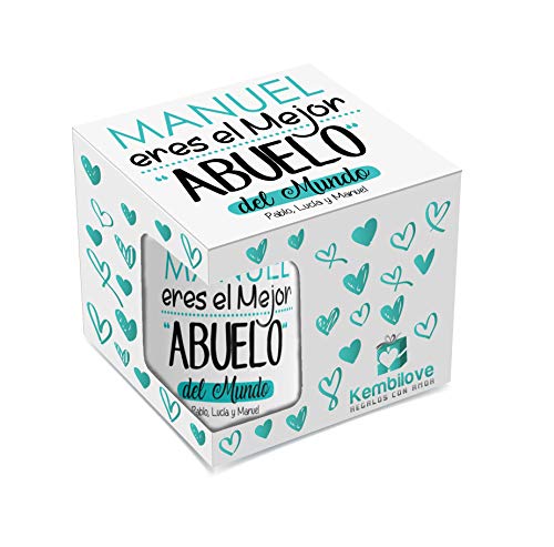 Kembilove Taza de Café Abuelo – Taza de Desayuno Eres el Mejor Abuelo del Mundo – Taza de Café y Té para Abuelos – Taza de Cerámica Impresa – Tazas de de 350 ml – Regalo Original Abuelo