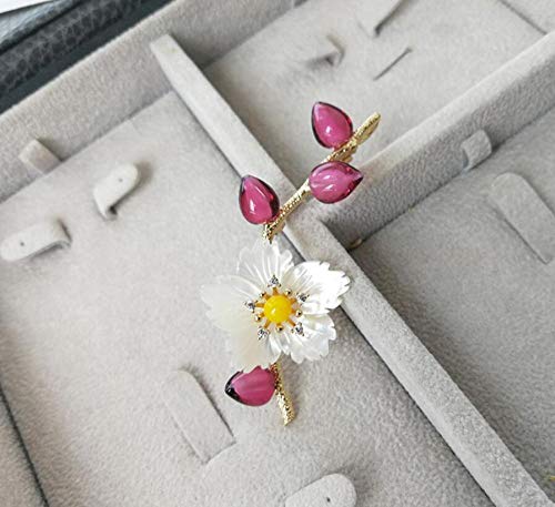 kliy Broches Y Alfileres para Mujerflor De Cerezo Flor De Ciruelo Rama De Melocotonero Natural Barroco Perla Vidrio Bronce Fundido Broche Flor