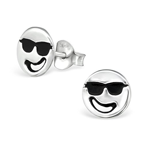 Laimons Kids Pendientes para niña Disco con forma de cara Disco Plata de ley 925