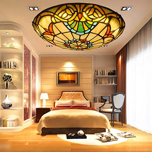 Lámpara De Techo Estilo Tiffany, 12 Pulgadas, Microprocesador LED, Accesorio De Techo, Lámpara De Techo Colgante, Pantalla Barroca, Vintage, para El Balcón del Dormitorio, 110~240 V,30CM