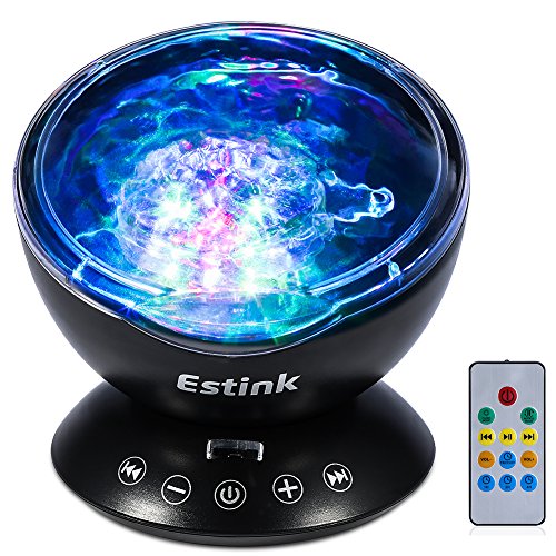 Lámpara Proyector Océano Ola LED Luz Noche Giratoria Reproductor de Música Mando a Distancia para Dormitorio de Niños, Fiestas, Regalos y Decoración del Hogar