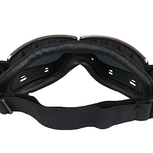 LEAGUE&CO Gafas de Moto Retro Vintage Gafas de Protección Gafas Piloto Gafas de Aviador, Gafas para Casco Harley Davidson Dyna Touring Trike Motocross Marco Negro, Lente Plata
