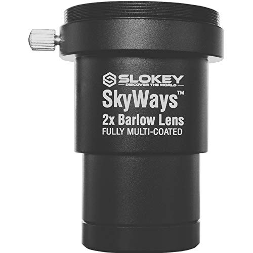 Lente Acromática Barlow 2X Pro Slokey SkyWays de Calidad Óptica Superior tratada con FMC y Anti-reflejante para una Imagen Nítida y Luminosa - Súper Ligera, Compacta y Resistente (1,25”)