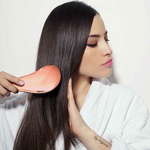 Lily England Juego de Cepillo de Pelo Desenredante y Peine Antienredos - El Mejor Desenredante para Pelo Húmedo, Seco, Rizado, Mujeres y Niños - Peine de Puas Anchas (Oro rosa)