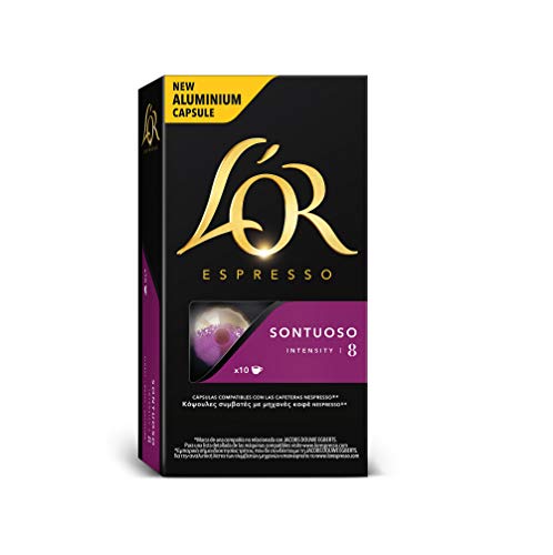 L'Or Espresso Café Sontuoso Intensidad 8 - 40 cápsulas de aluminio compatibles con máquinas Nespresso (R)* (4 Paquetes de 10 cápsulas)