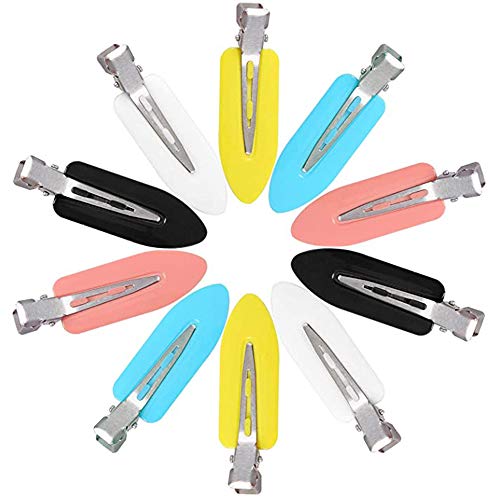 Lsydgn Forma de hoja Pinzas para el pelo sin doblar y sin costuras Horquilla sin costuras para peinado Adecuado para ondas o maquillaje 20 piezas (cinco colores: negro, blanco, rosa, azul y amarillo)